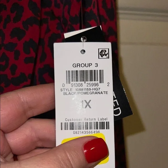 Bar III Red and Black Animal Print Top - Picture 7 of 9